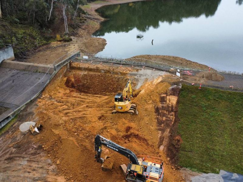 Construction at Lake Kerferd dam wall